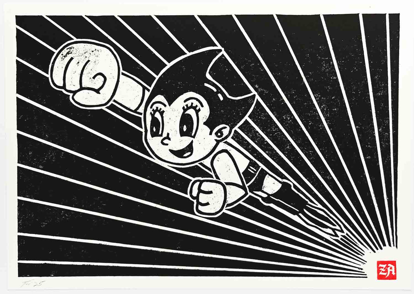 Astro Boy - woodcut print