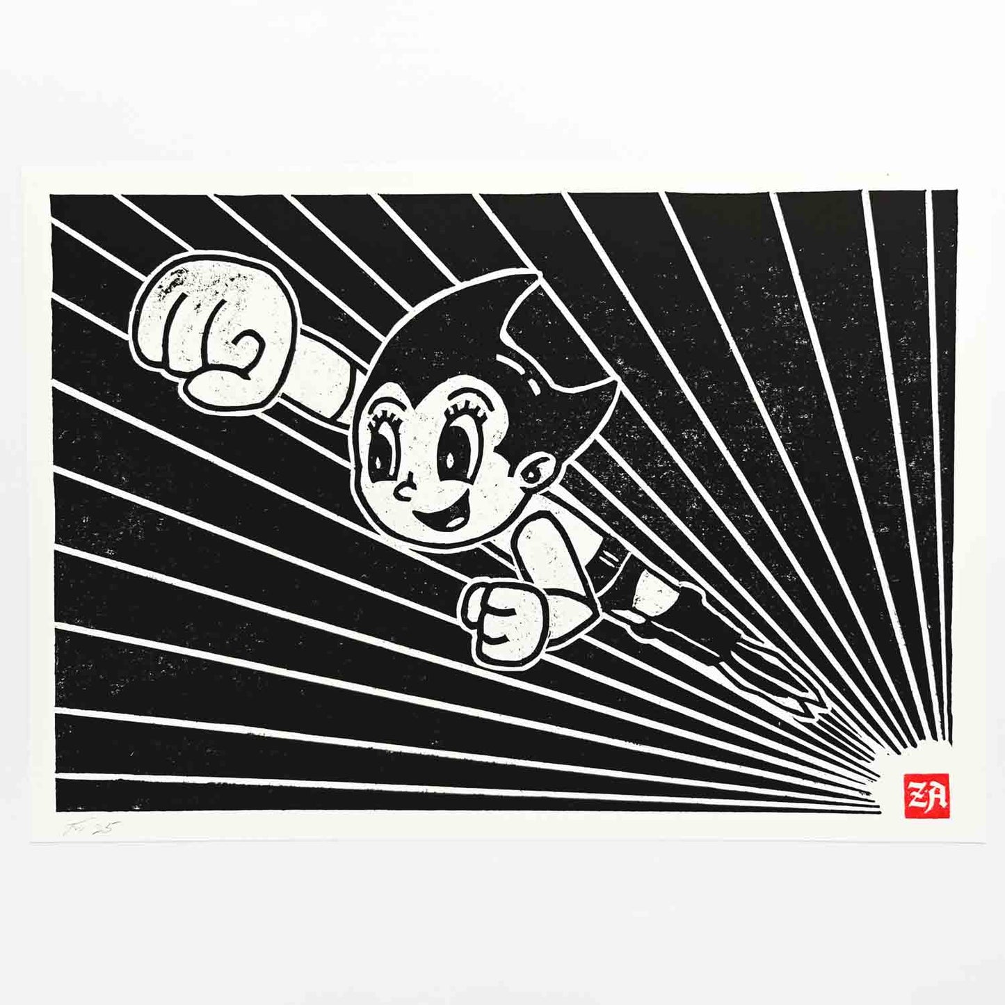 Astro Boy - woodcut print