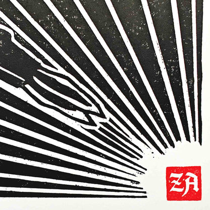Astro Boy - woodcut print