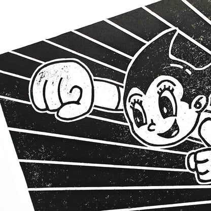 Astro Boy - woodcut print