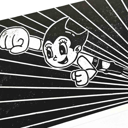 Astro Boy - woodcut print