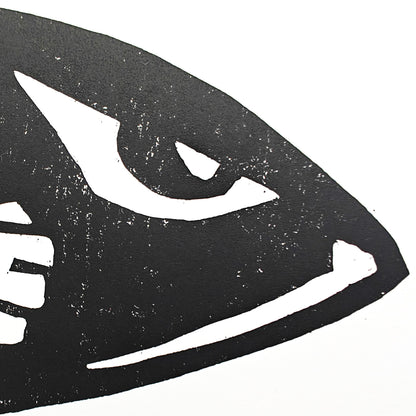 Bullet Bill - woodcut print