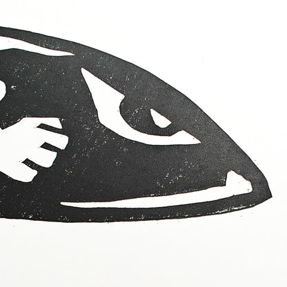 Bullet Bill - woodcut print