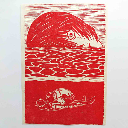 The End of Evangelion - woodcut print