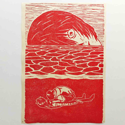 The End of Evangelion - woodcut print