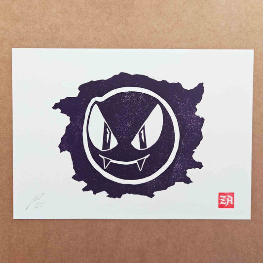 Gastly - woodcut print
