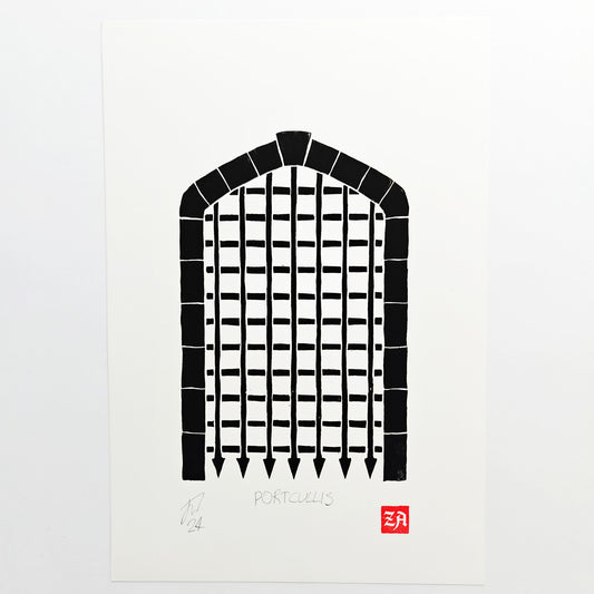 Portcullis - woodcut print