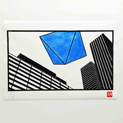 Ramiel - woodcut print