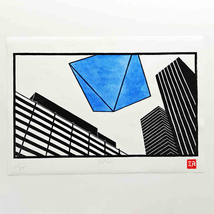 Ramiel - woodcut print