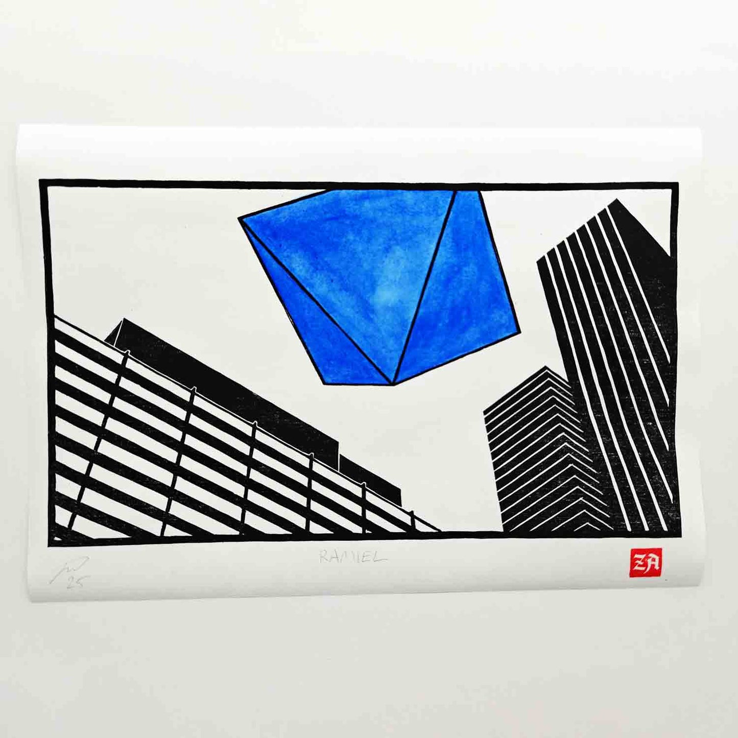 Ramiel - woodcut print