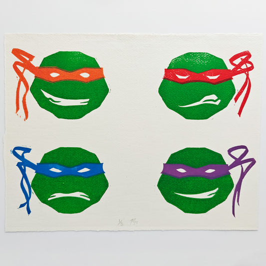 TMNT - woodcut print