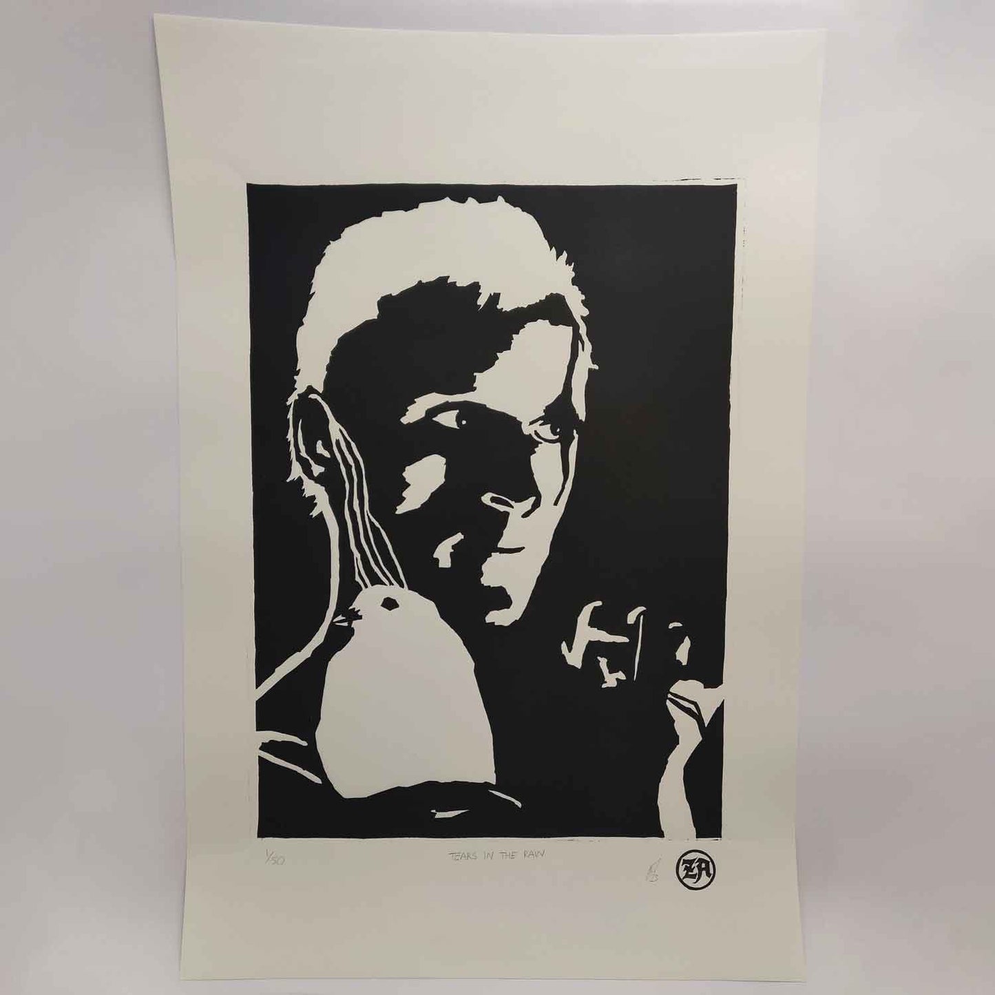 Blade Runner Roy Batty 'Tears in the Rain' - woodcut print