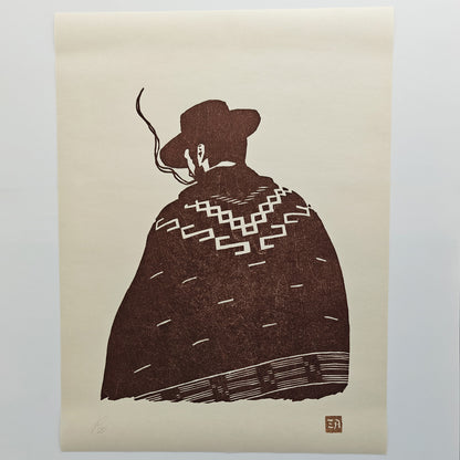 The Man with No Name - woodcut print