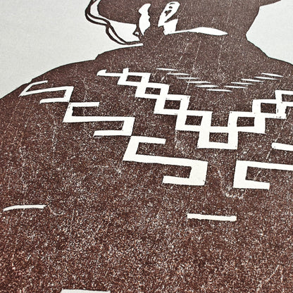 The Man with No Name - woodcut print