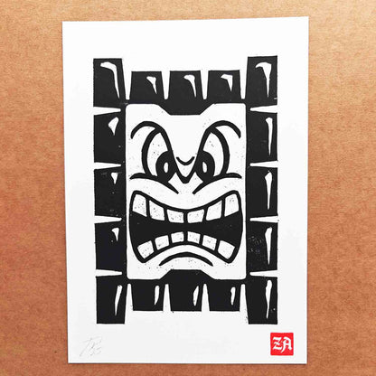 Thwomp - woodcut print