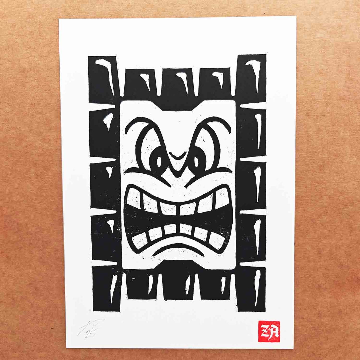 Thwomp - woodcut print