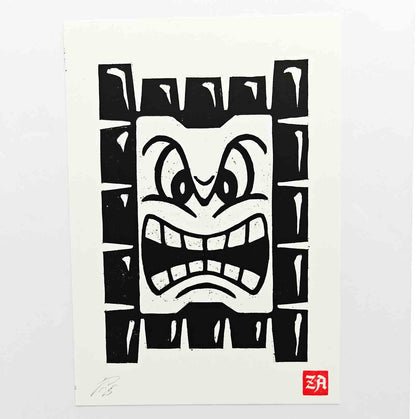Thwomp - woodcut print