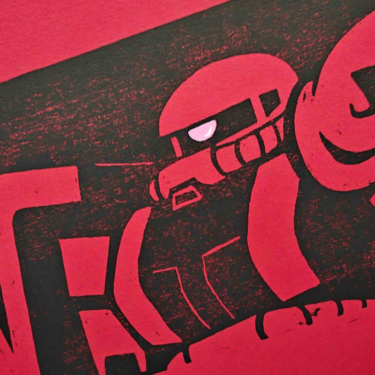 Zaku II - bamboo woodcut print